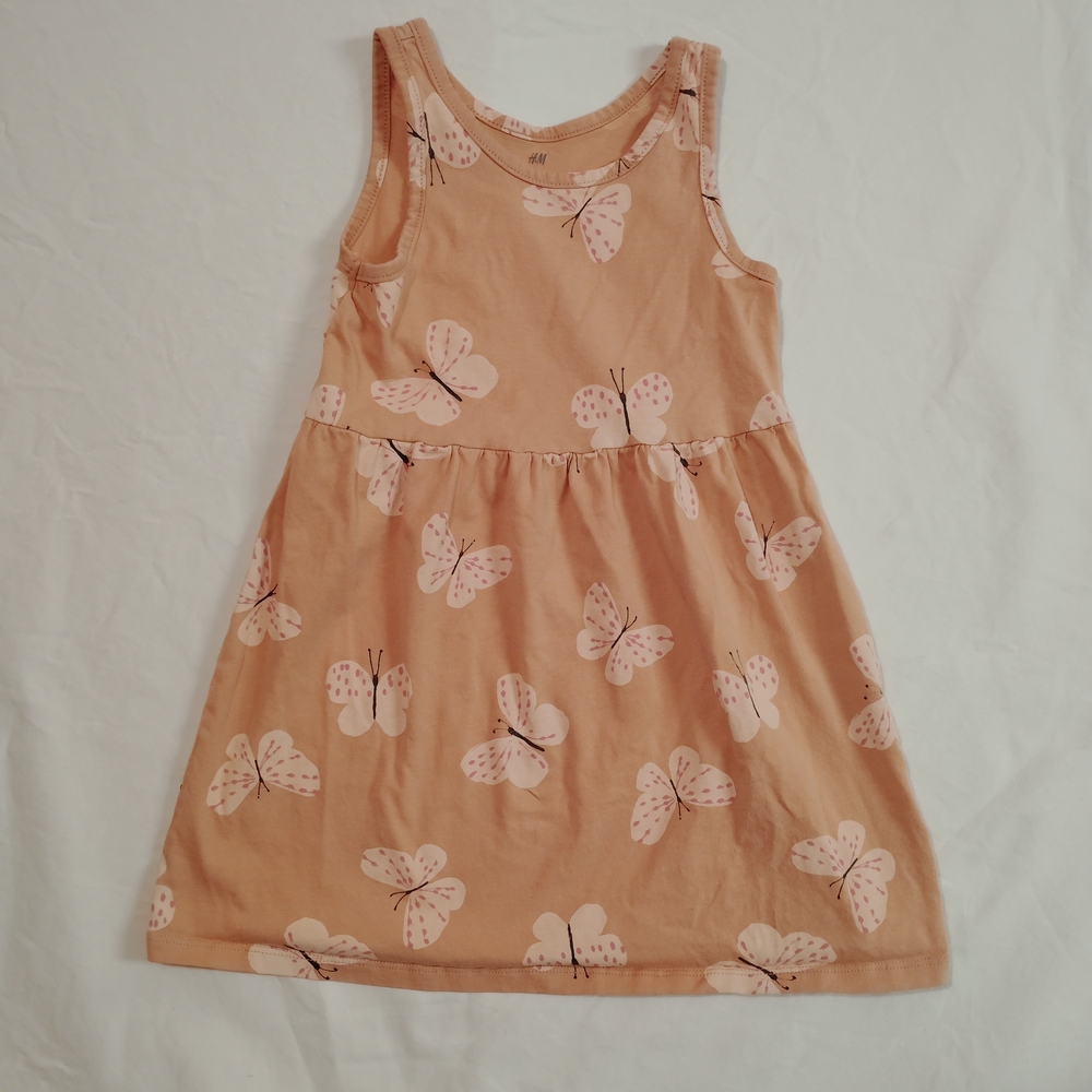 H&M Peach Tank Dress with Pink Butterfly Print